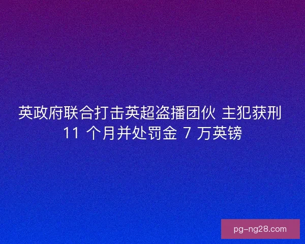 英政府联合打击英超盗播团伙 主犯获刑 11 个月并处罚金 7 万英镑