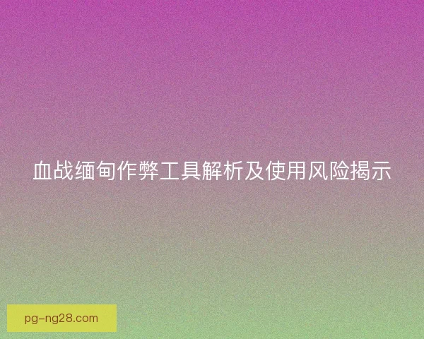 血战缅甸作弊工具解析及使用风险揭示